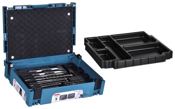 Borr-/mejselsats MAKITA SDS - set med 17 delar + mejslar - MAKPAC-fodral (MAKPAC dekle)