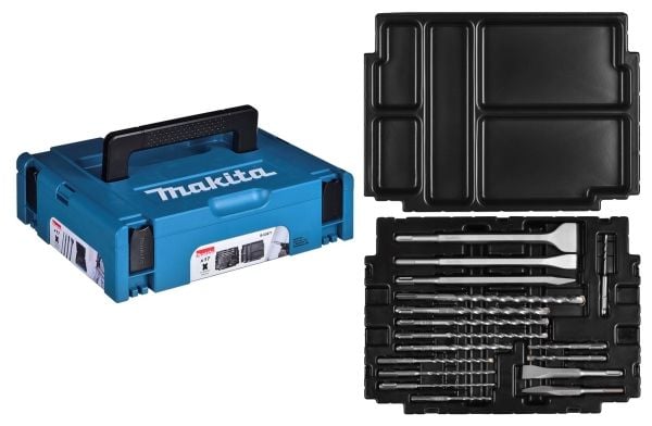 Borr-/mejselsats MAKITA SDS - set med 17 delar + mejslar - MAKPAC-fodral (MAKPAC dekle)