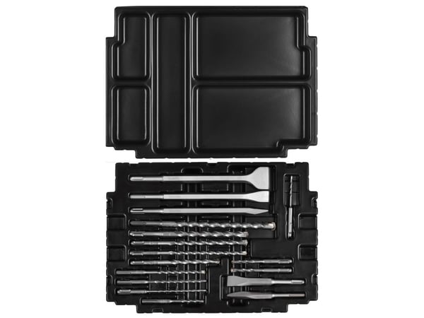 Borr-/mejselsats MAKITA SDS - set med 17 delar + mejslar - MAKPAC-fodral (MAKPAC dekle)