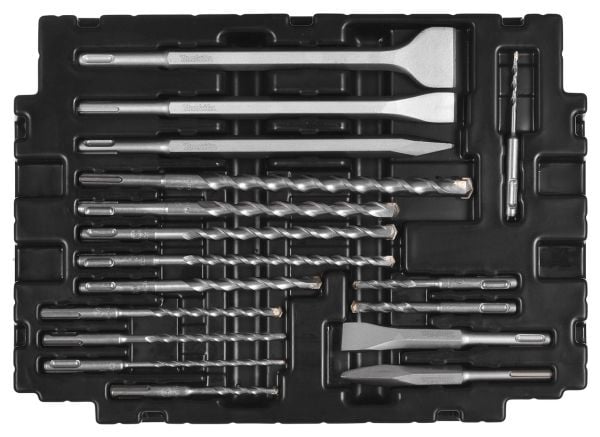 Borr-/mejselsats MAKITA SDS - set med 17 delar + mejslar - MAKPAC-fodral (MAKPAC dekle)