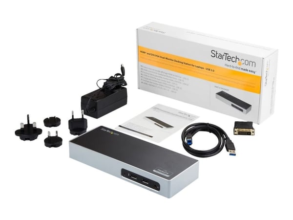 StarTech.com USB 3.0 Docking Station, Dual Monitor Laptop Docking Station with HDMI & DVI/VGA Video, 6-port USB 3.1 Gen 1 5Gbps Hub, GbE, Audio, Un...