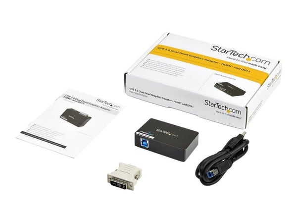 Startech USB 3.0 to HDMI / DVI Adapter - 2048x1152 - External Video & Graphics Card - Dual Monitor Display Adapter Cable - Supports Mac & Windows (...