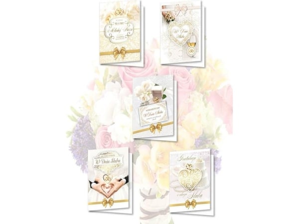 B6 kort med holografiske klistremerker Wedding MIX (10 stk.)