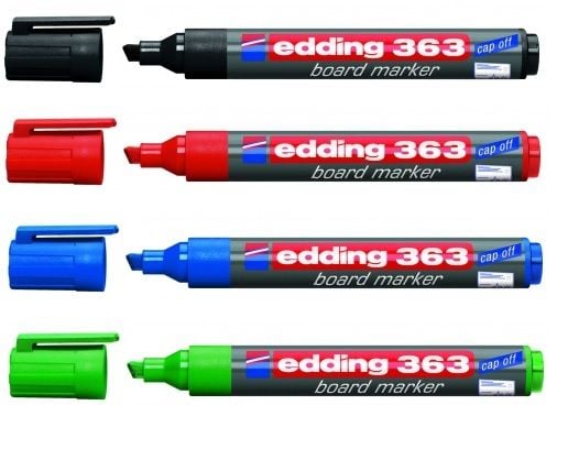 Edding 653, Musta, Sininen, Vihreä, Punainen, Taltta/Terävä pää, Monivärinen, Muovi, 1 mm, 5 mm