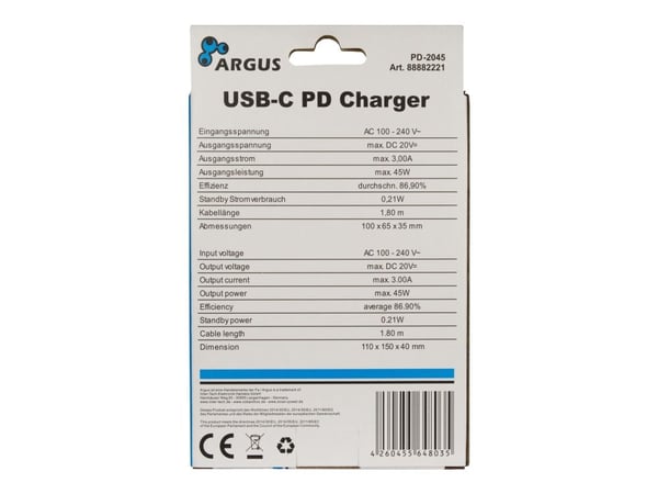 Inter-Tech PD-2045, Sisätila, AC, 20 V, Musta