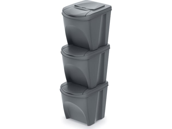 Soptunna Prosperplast Sortibox för källsortering 3 x 25L grå (IKWB25S3-405U)