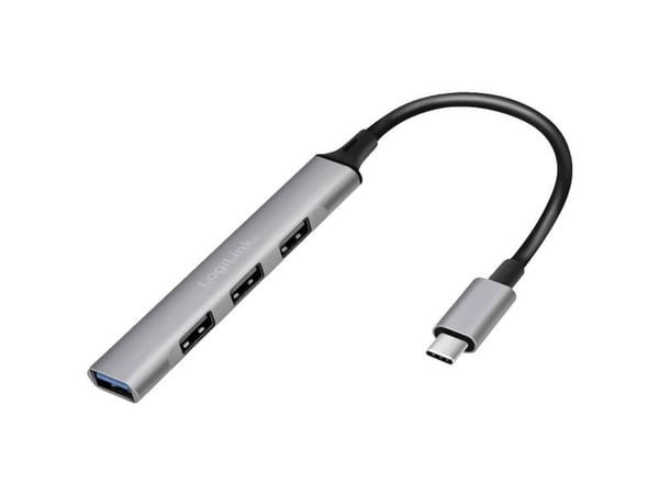 LogiLink UA0392 - USB 3.0/2.0 4-Port Hub Aluminium 4xA slim USB-C-Kabel - Kabel