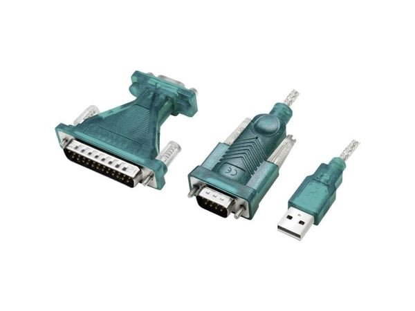 LogiLink USB 2.0-kabel, USB-A/M til DB9/M + DB25/M (RS232), Win 11, 1,3 m