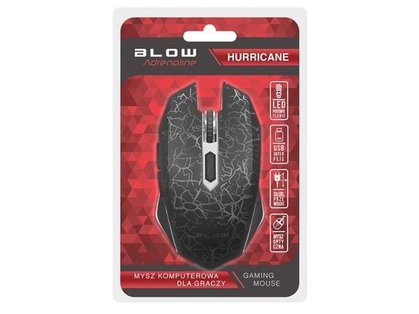 BLOW HURRICANE, Oikeakätinen, Optinen, USB A-tyyppi, 2400 DPI, Musta, Harmaa
