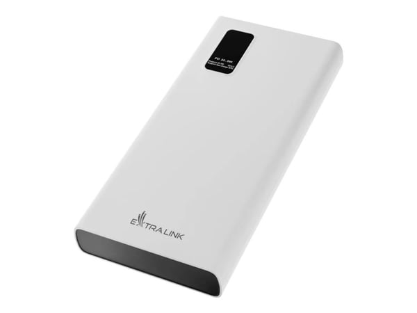 Extralink EPB-067W - Strømbank - 10000 mAh - 22.5 watt - 4.5 A - Fast Charge - 3 utgangskontakter (2 x 9-stifts USB-type A, USB-C) - hvit