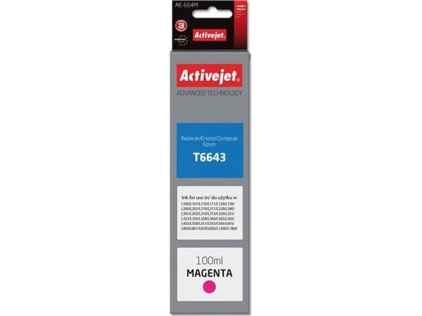 Activejet AE-664M, Korkea (XL) värintuotto, Väripohjainen muste, 100 ml, 1 kpl, Kertapakkaus