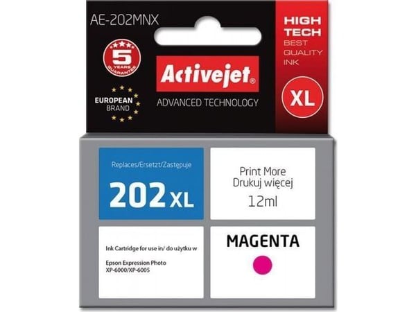 Activejet AE-202MNX, Høyt (XL) utbytte, Fargestoffbasert blekk, 12 ml, 1 stykker, Enkeltpakke