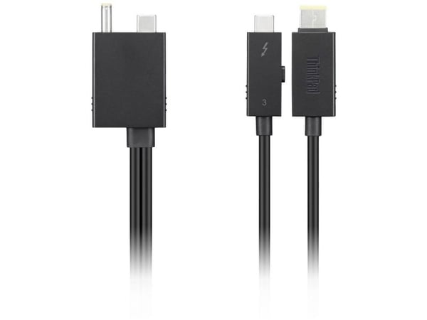 Lenovo Split Cable - Thunderbolt-kabel - USB-C / DC-strømjakk til USB-C, Slim Tip - Thunderbolt 4 - 70 cm - svart - for ThinkCentre M75t Gen 2 11W5