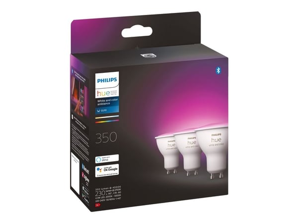 Philips Hue White and Color Ambiance - LED-lyspære - GU10 - 5 W (ekvivalent 35 W) - klasse G - 16 millioner farger - 2000-6500 K (en pakke 3)