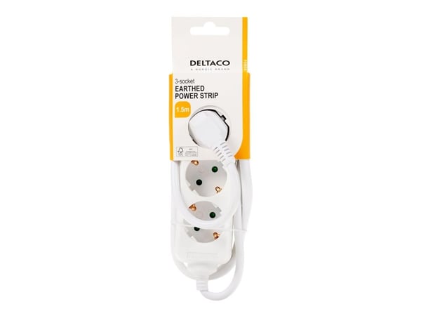DELTACO GT-0303 - Förlängningskabel för ström - power CEE 7/7 (hane) till power CEE 7/3 (hona) - 1.5 m - vit