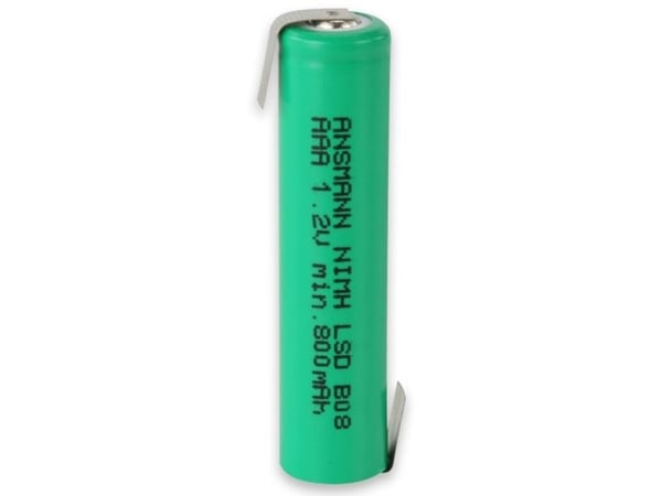 Ansmann 2311-3003, Oppladbart batteri, AAA, Nikkel-kadmium (NiCd), 1,2 V, 800 mAh, -20 - 50 °C