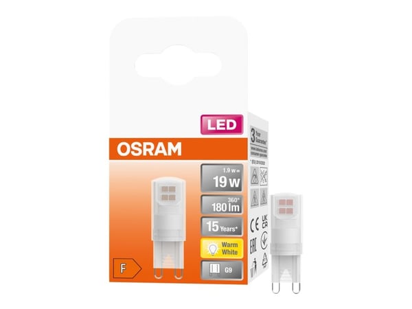 OSRAM - LED-lyspære - form: kapsel - mattslipt finish - G9 - 1.9 W (ekvivalent 19 W) - klasse F - varmt hvitt lys - 2700 K
