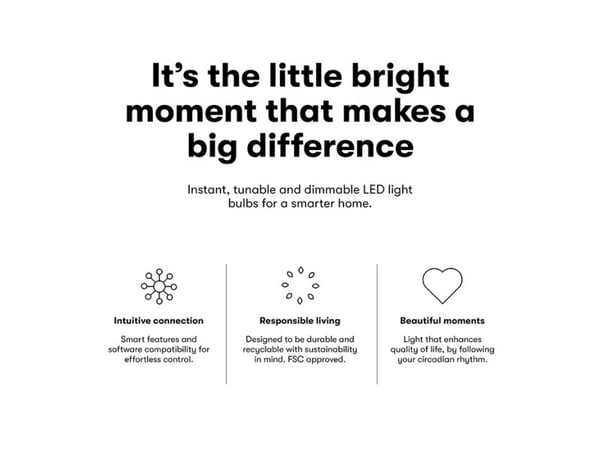 Lite Bulb Moments A60 2700-6500K E27 6W Klar glas filament Hvid atmosfære