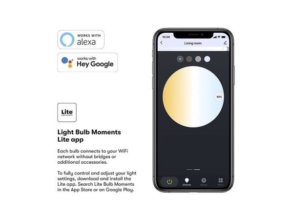 Lite Bulb Moments A60 2700-6500K E27 6W Klar glas filament Hvid atmosfære