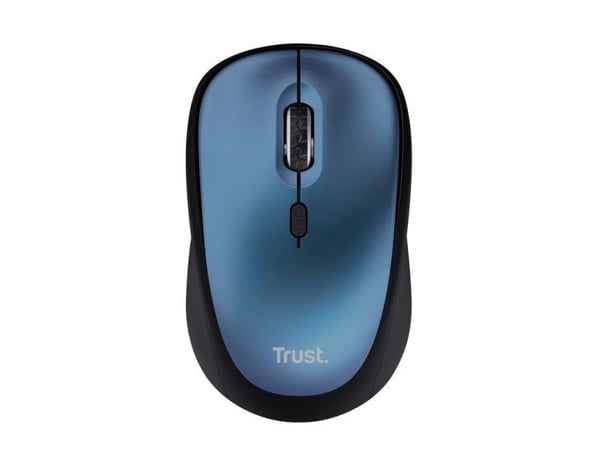 Trust Yvi+ - Mus - stille - høyrehendt - optisk - 4 knapper - trådløs - 2.4 GHz - USB trådløs mottaker - blå