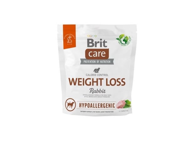 BRIT Care Hypoallergenic vuxen viktminskning kanin torrfoder till hund 1 kg