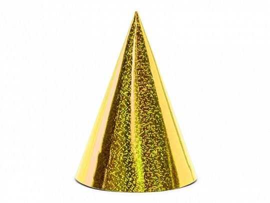 PartyDeco CZAP6-019, Festhatt, Gull, Bursdag, 160 mm, 10 cm, 6 stykker