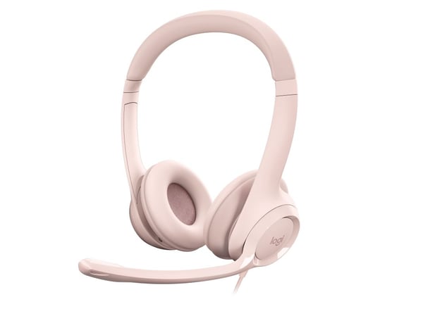 Logitech USB Headset H390 - Headset - på øret - kabling - USB - Rose