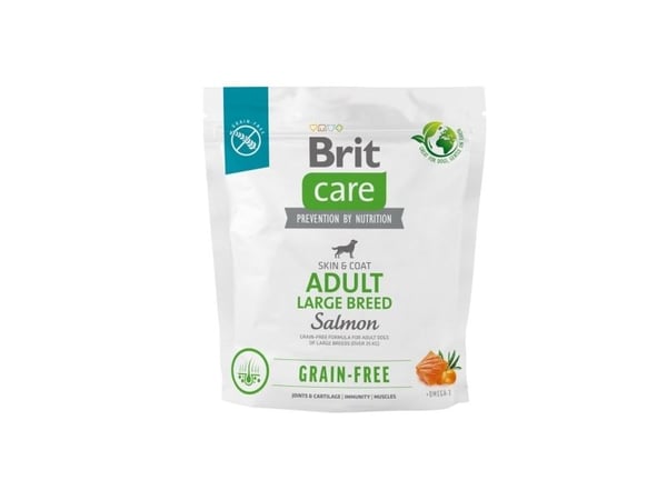 Kuivaruoka aikuisille koirille, suuret rodut - BRIT Care Grain-free Adult Salmon - 1 kg