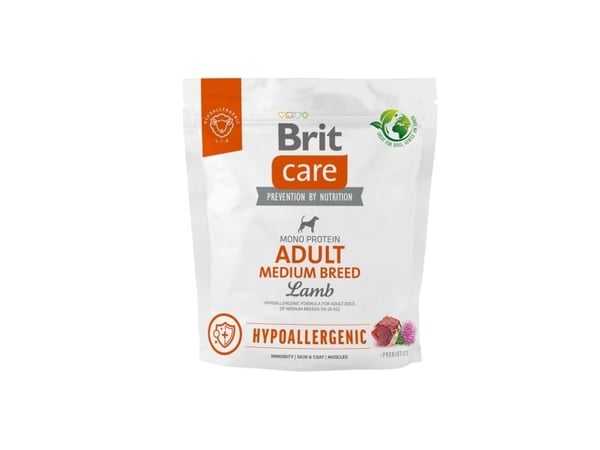BRIT Care Hypoallergenic Adult Medium Breed Lamb - kuivaruoka koirille - 1 kg