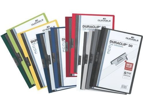 DURABLE DURACLIP 30 - Klipsfil - for A4 (210 x 297 mm) - kapasitet: 30 ark - gul med transparent frontperm