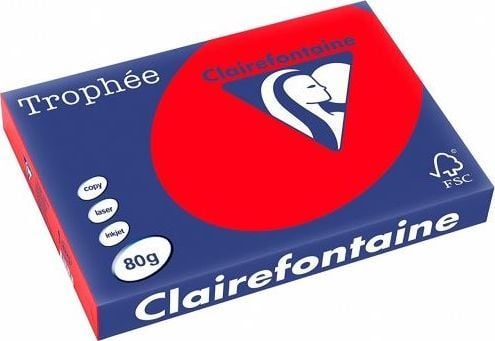 Clairefontaine Trophée, Universell, A4 (210x297 mm), 500 ark, 80 g/m², Rød, 2,5 kg