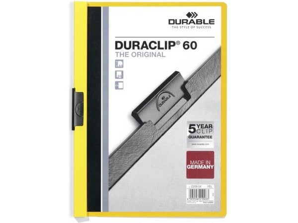 DURABLE DURACLIP 60 - Klipsfil - for A4 - kapasitet: 60 ark - gul med transparent frontperm