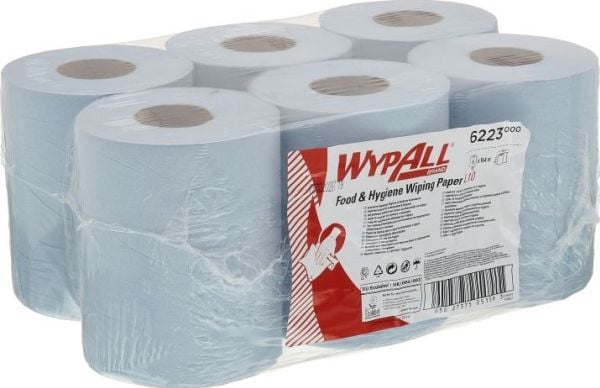 Kimberly-Clark Wypall Reach - hygieniske papirhåndklær i rull med sentral utrulling blå