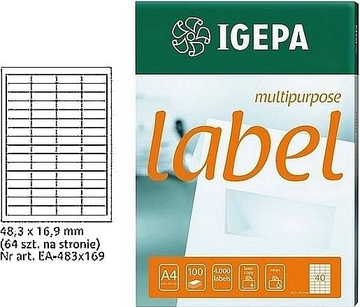 Mondi etikett A4 IGEPA 48,3 x 16,9 mm hvit (100)
