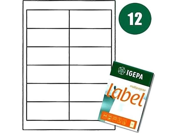 Mondi etiketter A4 IGEPA 96.5 x 42.3 mm hvite (100)
