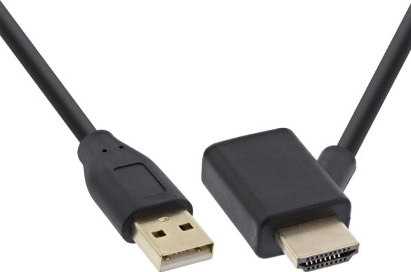 InLine 17600I, 0,5 m, HDMI, USB-A, Hankjønn/hunkjønn, Hankjønn, Ledning feste