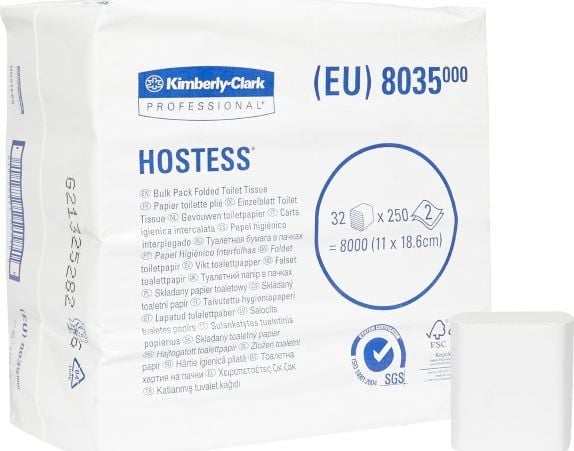 Hostess SCOTTFOLD - Toalettpapir - 250 ark - hvit (en pakke 32) - for P/N: 6981