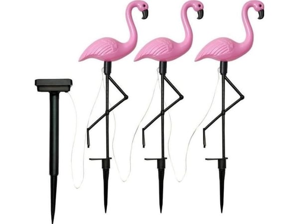 Aptel 3 solcellelamper LED flamingoer IP65 (ZD50K)