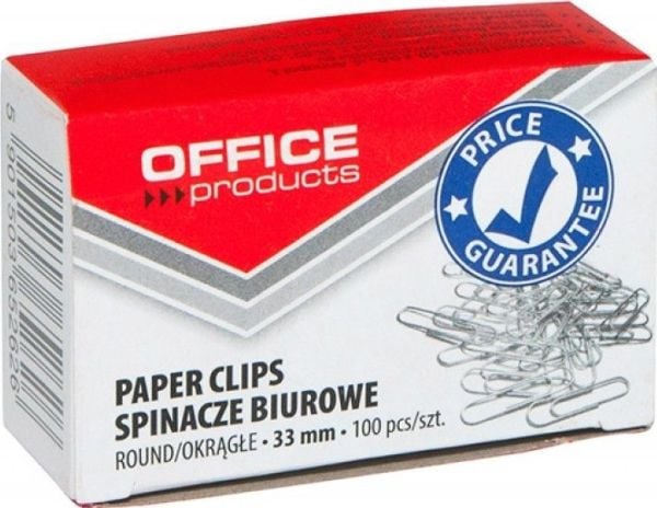 Toimistotuotteet OFFICE PRODUCTS pyöreät paperiliittimet, 33mm, 100kpl, hopea
