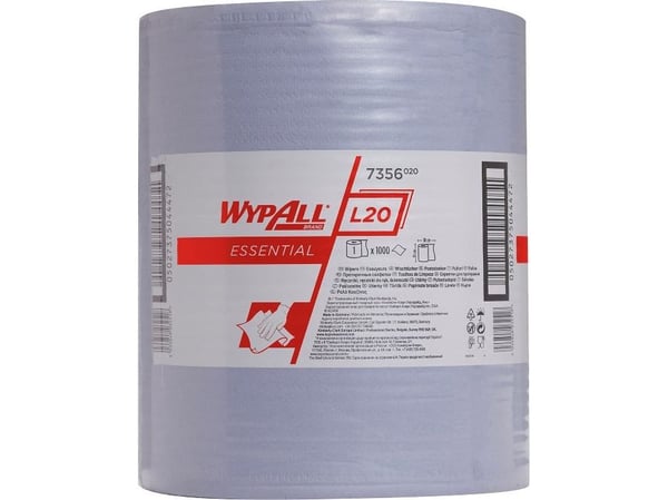 Kimberly-Clark Wypall L20 rengjøringskluter på rull, blå, 2-lags – 1000 stk.