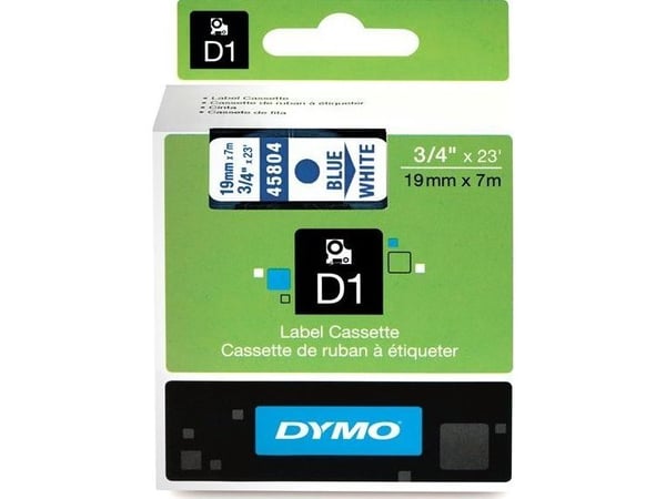 Dymo TASMA D1 DYMO D0 skriveribånd blå tekst på hvit 19 mm x 7 m