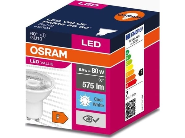 Ledvance LED-pære GU10 VALUE PAR16 80 60 6,9W/840 230V 4058075599291