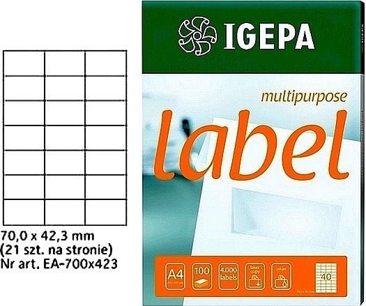Mondi etiketter A4 IGEPA 70,0 x 42,3 mm, vit (100)