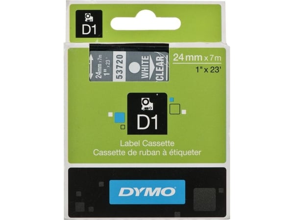 DYMO TAPE DYMO D1 24MM X 7M TRANSPARENT (HVIT TEKST)
