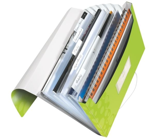 Leitz WOW - Dokumentmappe - kan utvides - 6 rom - 6 deler - for A4 (210 x 297 mm) - med fliker - grønn metallic