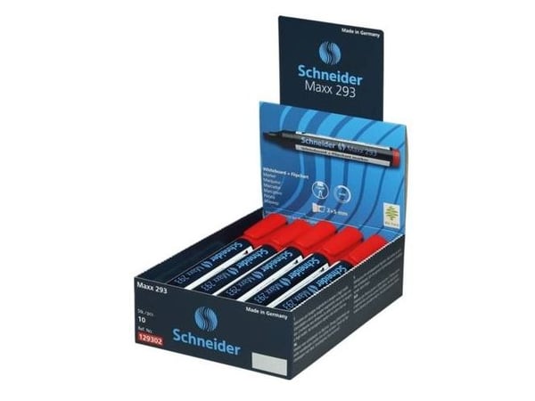 Schneider skriveredskaper Maxx 293, 10 stk, Rød, Mejselspids, Rund, Mellem, 2 mm