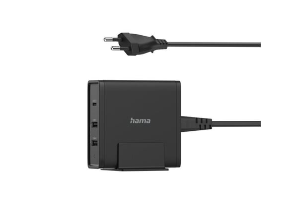 Hama Essential Line - Strømadapter - 5-20V - 65 watt - 3 A - PD - 3 utgangskontakter (USB-C, 2 x USB) - svart