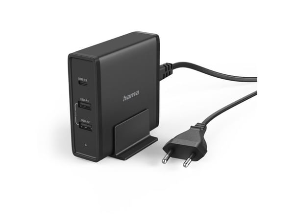 Hama Essential Line - Strømadapter - 5-20V - 65 watt - 3 A - PD - 3 utgangskontakter (USB-C, 2 x USB) - svart