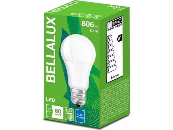 Bellalux LED-pære E27 8,5W ECO CL A FR 60 840 ikke-dim 806lm 4000K 4058075484931