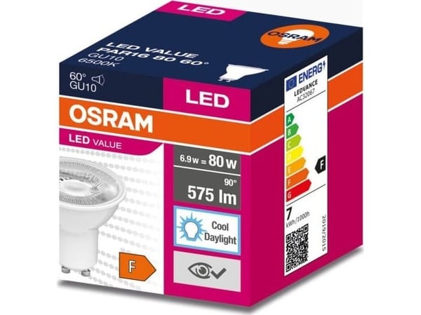 Ledvance LED-pære GU10 VALUE PAR16 80 60 6,9W/865 230V 4058075599321
